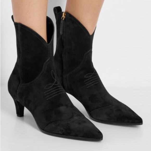 Gucci Black Western Suede Ankle Bootie Boots Size EU 37.5 - Picture 1 of 16